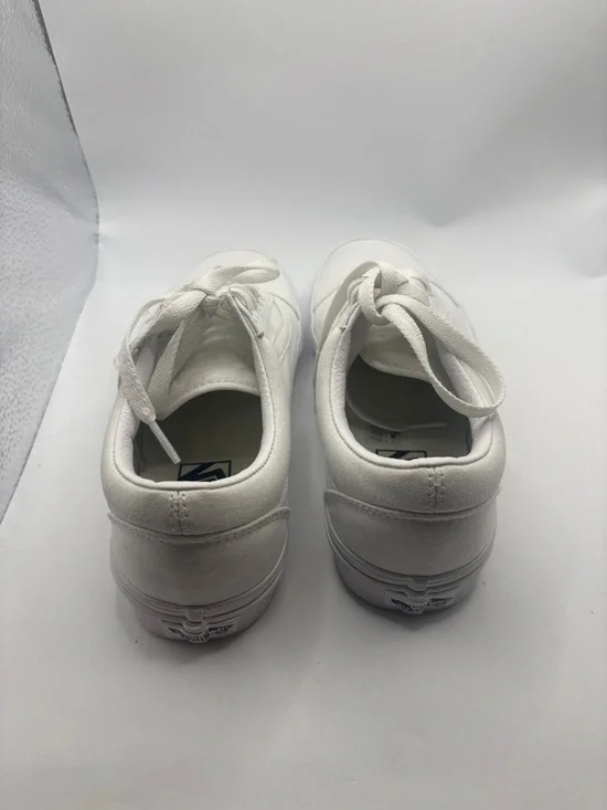 Vans Old Skool True White on White Low top Sneaker SZ 8.5 leather accents casual - Picture 5 of 11